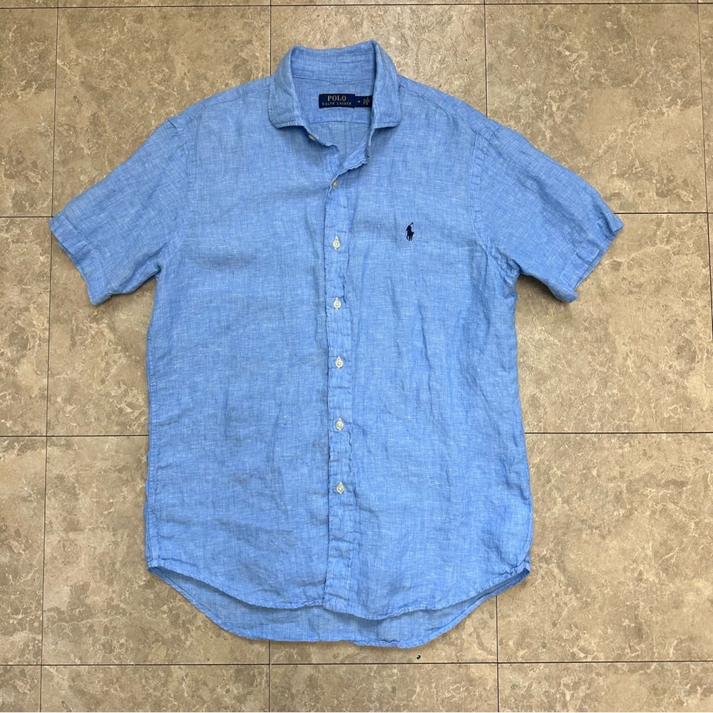 Men's Light Blue Polo Button Down T-shirt